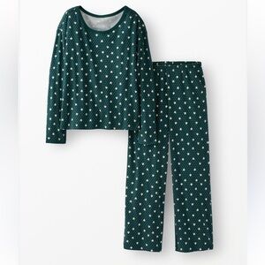 Hanna Andersson Wide Leg Pajama Set Ponderosa Green Forest Women’s XXL (20) $109